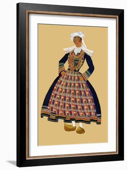 Breton Girl with Wooden Clogs-Elizabeth Whitney Moffat-Framed Art Print