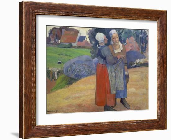 Breton Peasant Women Having a Conversation, 1894-Paul Gauguin-Framed Giclee Print