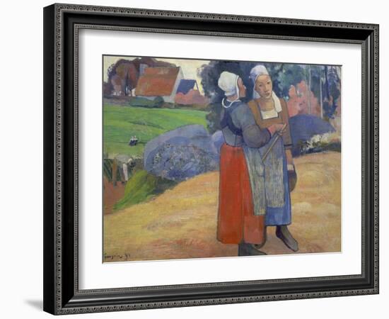 Breton Peasant Women Having a Conversation, 1894-Paul Gauguin-Framed Giclee Print