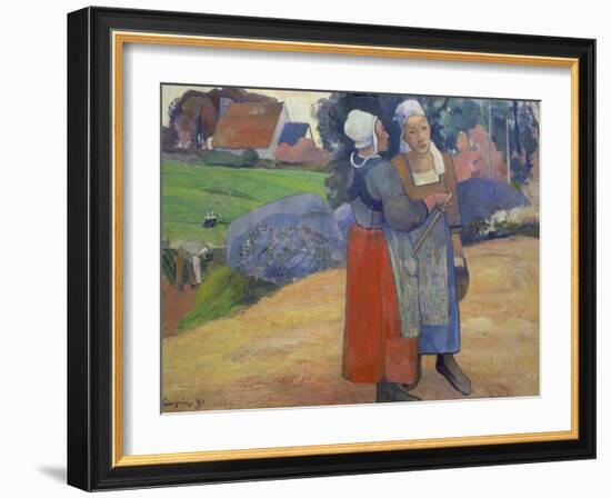 Breton Peasant Women Having a Conversation, 1894-Paul Gauguin-Framed Giclee Print