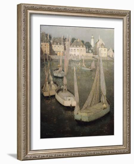 Breton Port by Moonlight; Port Breton Au Clair De Lune-Henri Eugene Augustin Le Sidaner-Framed Giclee Print