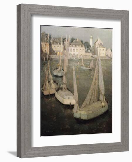 Breton Port by Moonlight; Port Breton Au Clair De Lune-Henri Eugene Augustin Le Sidaner-Framed Giclee Print