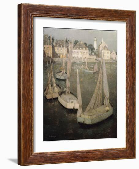 Breton Port by Moonlight-Henri Eugene Augustin Le Sidaner-Framed Giclee Print