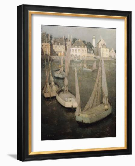 Breton Port by Moonlight-Henri Eugene Augustin Le Sidaner-Framed Giclee Print