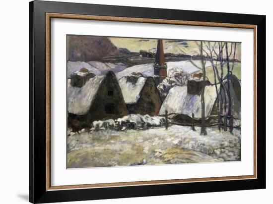 Breton Village in Snow-Paul Gauguin-Framed Art Print