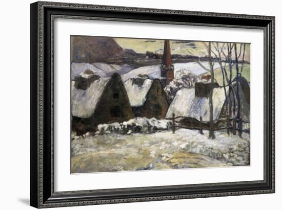 Breton Village in Snow-Paul Gauguin-Framed Art Print