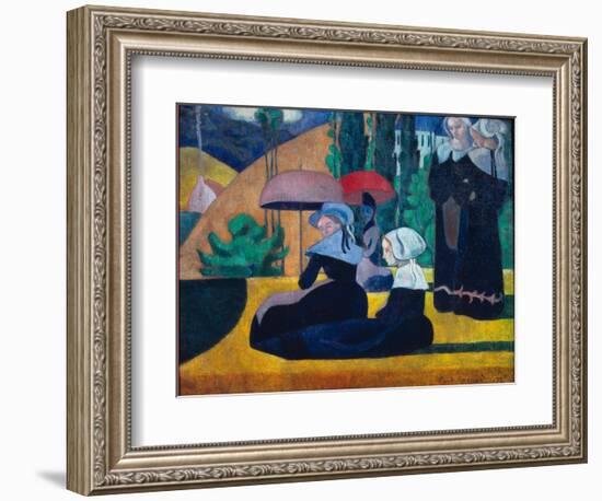 Breton Women in the Shade, 1892 (Oil on Canvas)-Emile Bernard-Framed Giclee Print