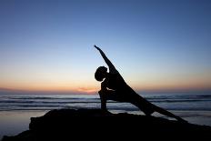 Two Ladies Perform Yoga on Sunset Cliffs in San Diego, California-Brett Holman-Photographic Print