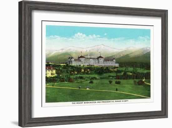 Bretton Woods, NH - Mt Washington Hotel, Presidential Range in September-Lantern Press-Framed Art Print