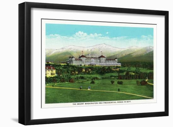 Bretton Woods, NH - Mt Washington Hotel, Presidential Range in September-Lantern Press-Framed Art Print