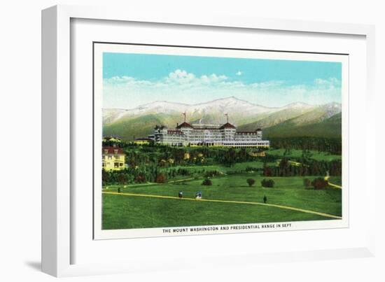 Bretton Woods, NH - Mt Washington Hotel, Presidential Range in September-Lantern Press-Framed Art Print