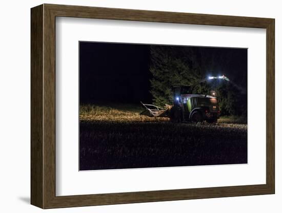 Breuberg, Hesse, Germany, Maize Harvest by Night-Bernd Wittelsbach-Framed Photographic Print