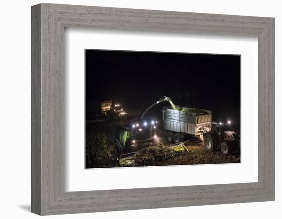 Breuberg, Hesse, Germany, Maize Harvest by Night-Bernd Wittelsbach-Framed Photographic Print