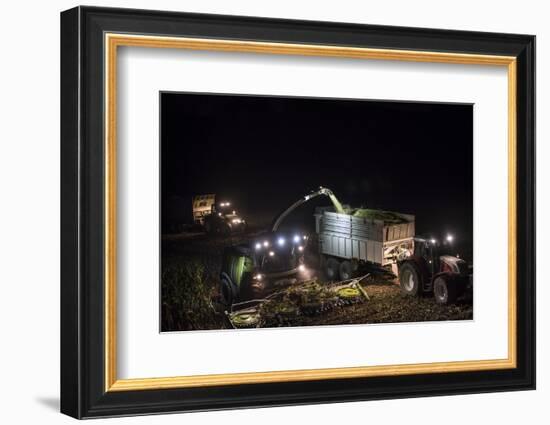 Breuberg, Hesse, Germany, Maize Harvest by Night-Bernd Wittelsbach-Framed Photographic Print