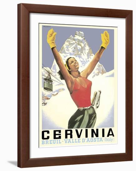 Breuil-Cervinia, Italy - Skier at Alpine Sky Resort - Valle D’Aosta (Aosta Valley)-Arnaldo Musati-Framed Giclee Print