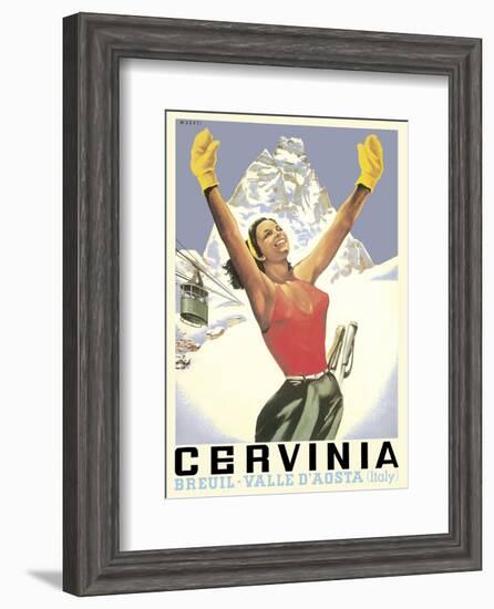 Breuil-Cervinia, Italy - Skier at Alpine Sky Resort - Valle D’Aosta (Aosta Valley)-Arnaldo Musati-Framed Art Print