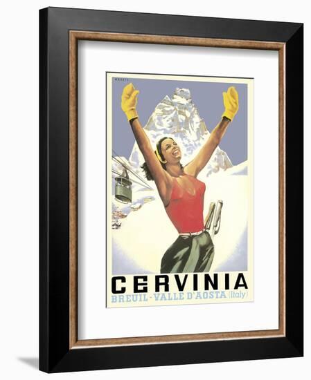 Breuil-Cervinia, Italy - Skier at Alpine Sky Resort - Valle D’Aosta (Aosta Valley)-Arnaldo Musati-Framed Art Print