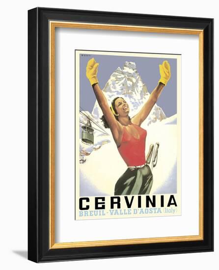 Breuil-Cervinia, Italy - Skier at Alpine Sky Resort - Valle D’Aosta (Aosta Valley)-Arnaldo Musati-Framed Art Print