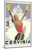 Breuil-Cervinia, Italy - Skier at Alpine Sky Resort - Valle D’Aosta (Aosta Valley)-Arnaldo Musati-Mounted Art Print