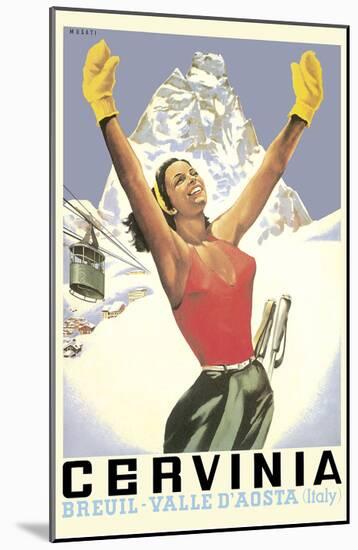 Breuil-Cervinia, Italy - Skier at Alpine Sky Resort - Valle D’Aosta (Aosta Valley)-Arnaldo Musati-Mounted Art Print