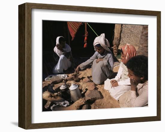 Brewing Coffee Outside a Bedouin Tent, Sinai, Egypt, North Africa, Africa-Nico Tondini-Framed Photographic Print