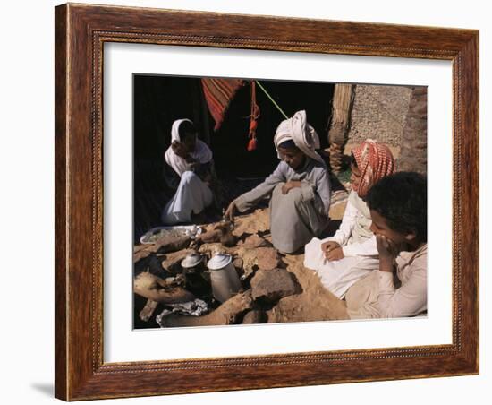 Brewing Coffee Outside a Bedouin Tent, Sinai, Egypt, North Africa, Africa-Nico Tondini-Framed Photographic Print