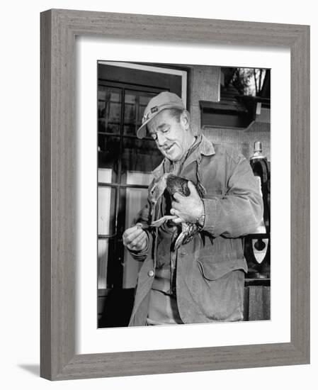 Brewing Scion August A. Busch, Jr. Banding Wounded Duck on His Family's Estate-Margaret Bourke-White-Framed Photographic Print