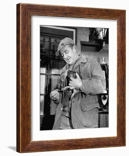 Brewing Scion August A. Busch, Jr. Banding Wounded Duck on His Family's Estate-Margaret Bourke-White-Framed Photographic Print