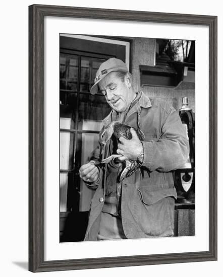 Brewing Scion August A. Busch, Jr. Banding Wounded Duck on His Family's Estate-Margaret Bourke-White-Framed Photographic Print