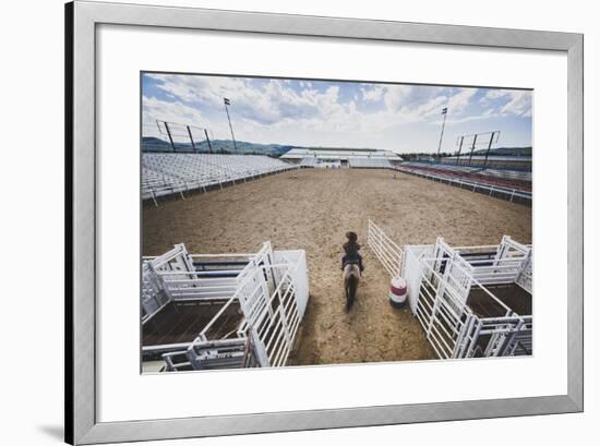 Brian Billings Exercising His Horse At The Oakley Rodeo Grounds, Oakley, Utah-Louis Arevalo-Framed Photographic Print