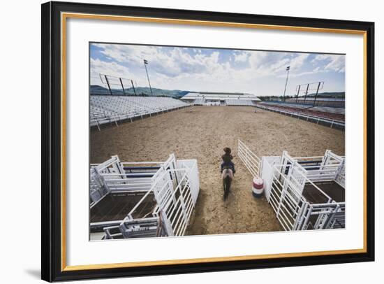 Brian Billings Exercising His Horse At The Oakley Rodeo Grounds, Oakley, Utah-Louis Arevalo-Framed Photographic Print