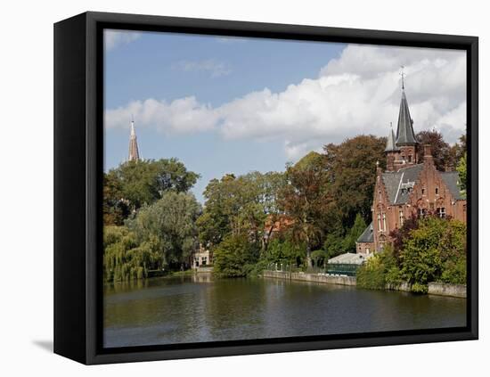 Brick Church on Minnewater Lake, Bruges, Belgium-Kymri Wilt-Framed Premier Image Canvas