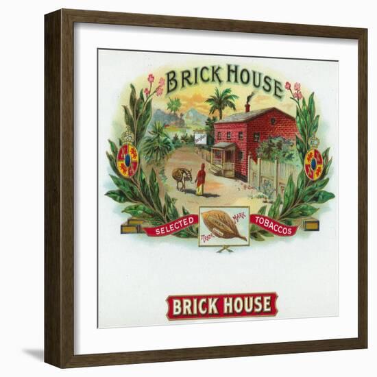 Brick House Brand Cigar Box Label-Lantern Press-Framed Art Print