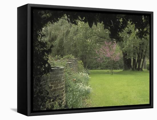 Brick Wall in Garden-null-Framed Premier Image Canvas