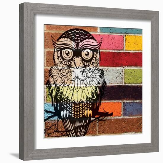 Brick Wall Owl-Piper Ballantyne-Framed Art Print