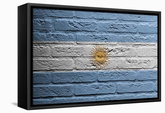 Brick Wall With A Painting Of A Flag, Argentina-Micha Klootwijk-Framed Stretched Canvas