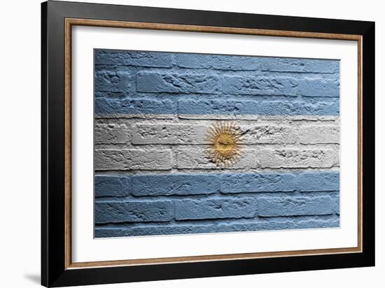 Brick Wall With A Painting Of A Flag, Argentina-Micha Klootwijk-Framed Art Print