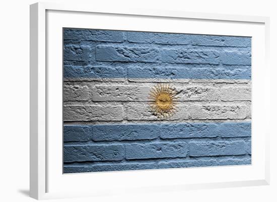 Brick Wall With A Painting Of A Flag, Argentina-Micha Klootwijk-Framed Art Print