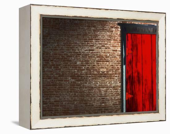 Brick Wall with a Red Door-null-Framed Premier Image Canvas