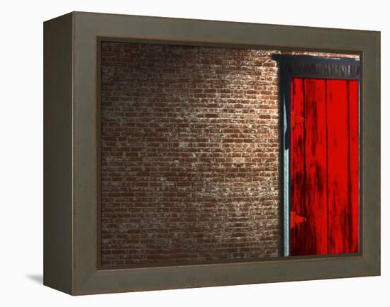 Brick Wall with a Red Door-null-Framed Premier Image Canvas