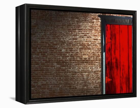 Brick Wall with a Red Door-null-Framed Premier Image Canvas