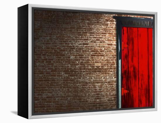 Brick Wall with a Red Door-null-Framed Premier Image Canvas