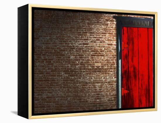 Brick Wall with a Red Door-null-Framed Premier Image Canvas