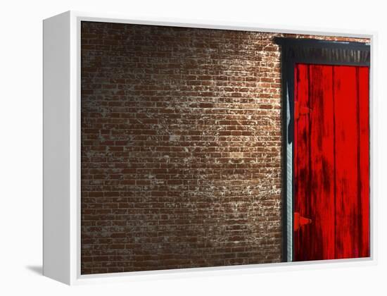 Brick Wall with a Red Door-null-Framed Premier Image Canvas