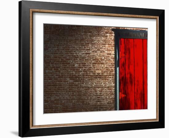 Brick Wall with a Red Door-null-Framed Photographic Print