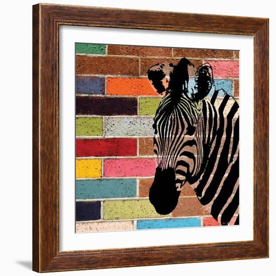 Brick Wall Zebra-Piper Ballantyne-Framed Premium Giclee Print