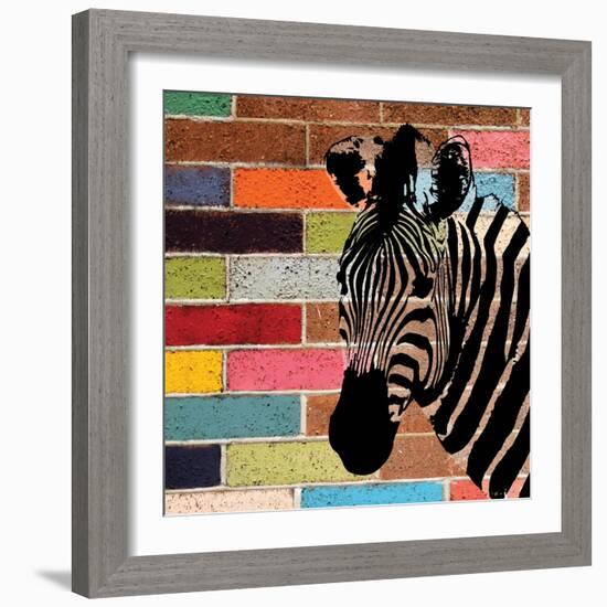 Brick Wall Zebra-Piper Ballantyne-Framed Art Print