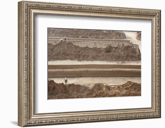 Brick Workers Amongst Hand Made Bricks, Rajasthan, India-Annie Owen-Framed Photographic Print