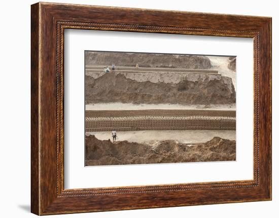 Brick Workers Amongst Hand Made Bricks, Rajasthan, India-Annie Owen-Framed Photographic Print