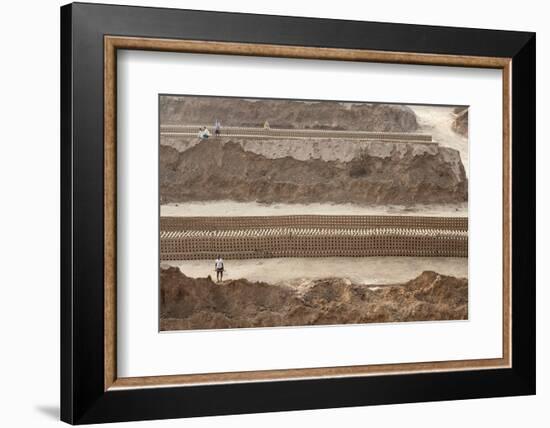 Brick Workers Amongst Hand Made Bricks, Rajasthan, India-Annie Owen-Framed Photographic Print